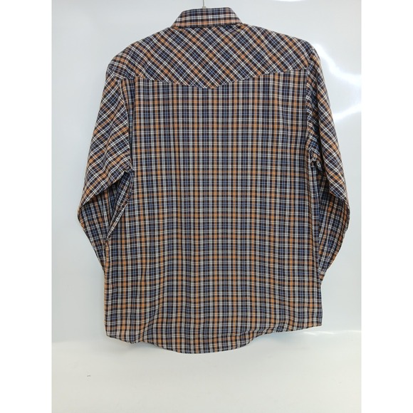 Roper‎ Shirt Mens 2XL Brown Orange Plaid Western Pearl Snap Long Sleeve Cowboy - Picture 4 of 7
